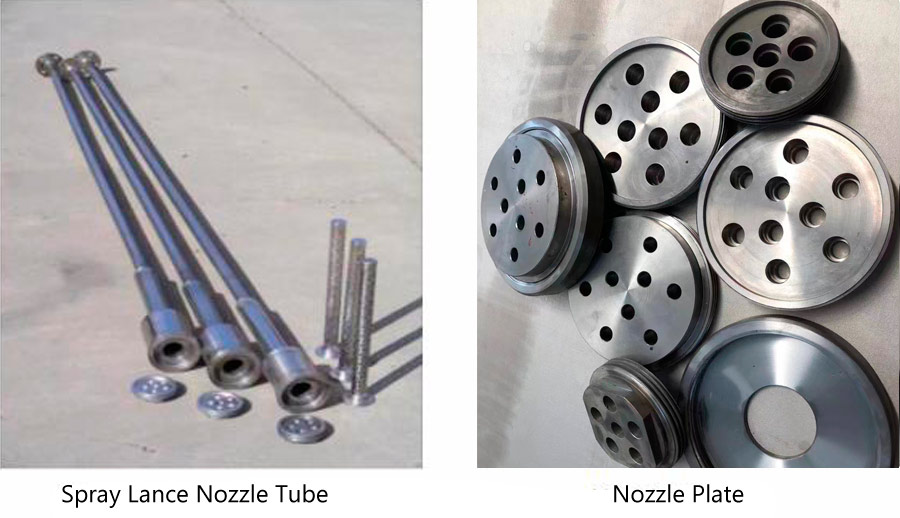 spray lance nozzle tube and nozzle plate